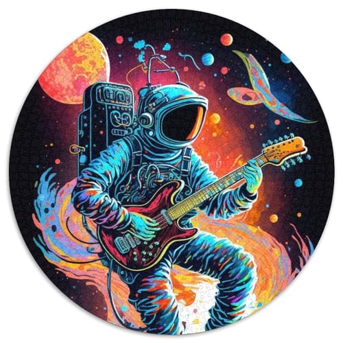 Puzzle mit 1000 Teilen, Astronaut spielt Gitarre, 1000-teiliges rundes Puzzle für Erwachsene, perfekt für Teenager und Sammler, ideale Heimdekoration und Reisegeschenk, 1000 Teile (67,5x67,5cm) von WGLINGX