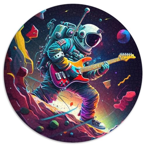 Puzzle mit 1000 Teilen, Astronaut spielt Gitarre, runde Puzzles für 1000 Teile, Weihnachten, Halloween, Ostern, Neujahr, 1000 Teile (67,5x67,5cm) von WGLINGX