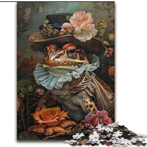 Puzzle mit 1000 Teilen, Blumenfrosch-Puzzle, 1000 Teile, Spaß für die ganze Familie, Basteln, perfekt für Geburtstage, Feiertage (Größe 26x38cm) von WGLINGX