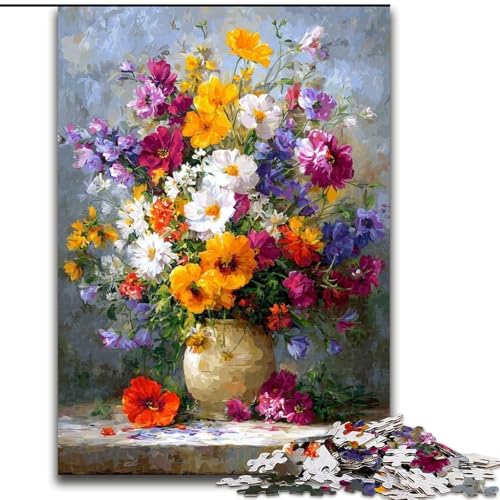 Puzzle mit 1000 Teilen, Blumenkunst-Puzzle, 1000 Teile, Spaß für die ganze Familie, Basteln, perfekt für Geburtstage, Feiertage (Größe 26x38cm) von WGLINGX