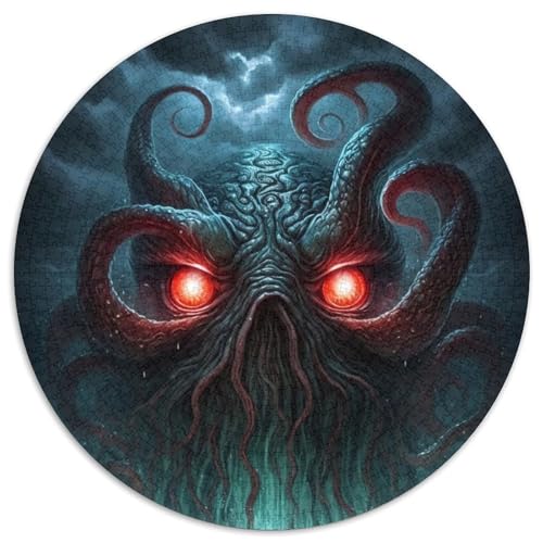 Puzzle mit 1000 Teilen, Cthulhu Rising, 1000-teiliges, rundes Puzzle für Erwachsene, ideal für Familienspaß, Entspannung, 1000 Teile (67,5x67,5cm) von WGLINGX