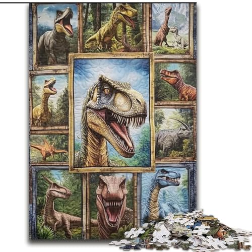 Puzzle mit 1000 Teilen, Dinosaurier-Collage, anspruchsvolle Puzzles, anspruchsvolles Denkspiel für Teenager, perfekt als Heimdekoration oder Geschenk (Größe 26x38cm) von WGLINGX