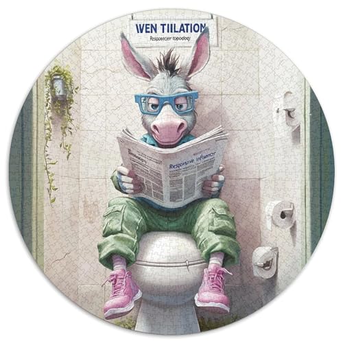 Puzzle mit 1000 Teilen, Donkey Go Toilet, Puzzle für Erwachsene, Geburtstage, Feiertage, Weltraumparty-Dekorationen, 1000 Teile (67,5x67,5cm) von WGLINGX