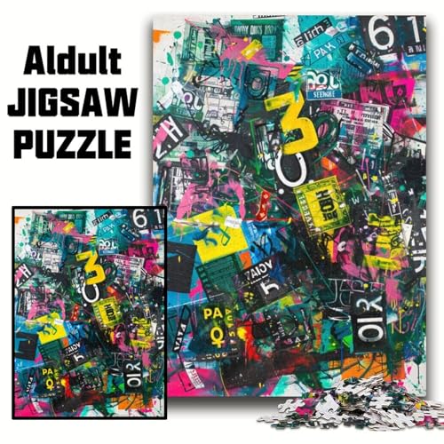 Puzzle mit 1000 Teilen, Graffiti-Puzzle, 1000 Teile, Spaß für die ganze Familie, Basteln, perfekt für Geburtstage, Feiertage (Größe 26x38cm) von WGLINGX