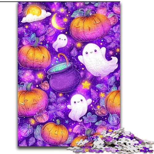 Puzzle mit 1000 Teilen, Halloween-Thema, Puzzle für Erwachsene, Familienaktivitätsspiel für Teenager, anspruchsvolles Denkspiel (Größe 50x75cm) von WGLINGX