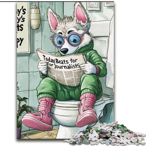 Puzzle mit 1000 Teilen, Husky Go Toilet, Papppuzzle, perfekt als Dekoration für Zuhause und Büro, Partys, Geburtstage und Feiertagsgeschenke (Größe 26x38cm) von WGLINGX