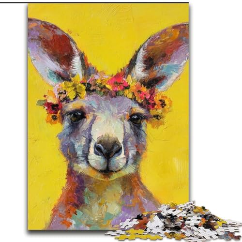Puzzle mit 1000 Teilen, Känguru-Ölgemälde, Puzzle mit 1000 Teilen, Spaß für die ganze Familie, Basteln, perfekt für Geburtstage, Feiertage (Größe 50x75cm) von WGLINGX