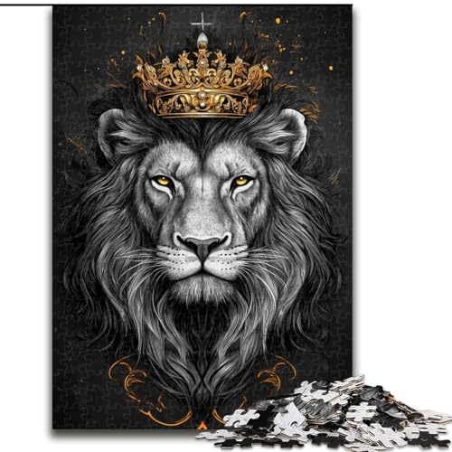 Puzzle mit 1000 Teilen, Löwe mit Krone, Puzzle mit 1000 Teilen, Spaß für die ganze Familie, Basteln, perfekt für Geburtstage, Feiertage (Größe 26x38cm) von WGLINGX