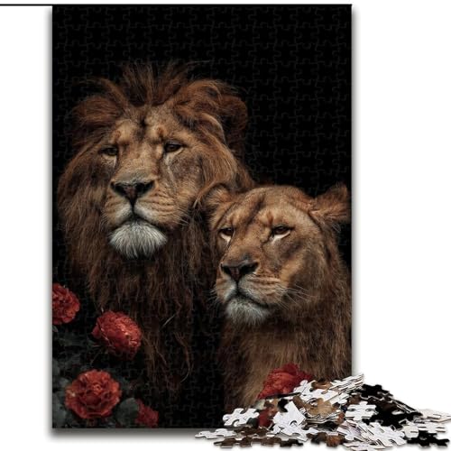 Puzzle mit 1000 Teilen, Löwenpaar, Puzzle mit 1000 Teilen, Spaß für die ganze Familie, Basteln, perfekt für Geburtstage, Feiertage (Größe 26x38cm) von WGLINGX