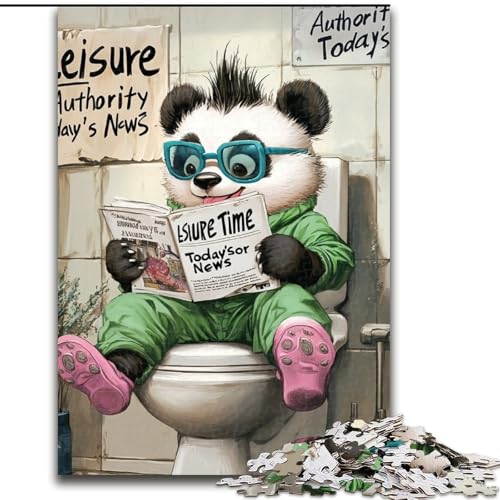 Puzzle mit 1000 Teilen, Panda Go Toilet, Holzpuzzle, perfekt als Dekoration für Zuhause und Büro, Partys, Geburtstage und Feiertagsgeschenke (Größe 50x75cm) von WGLINGX