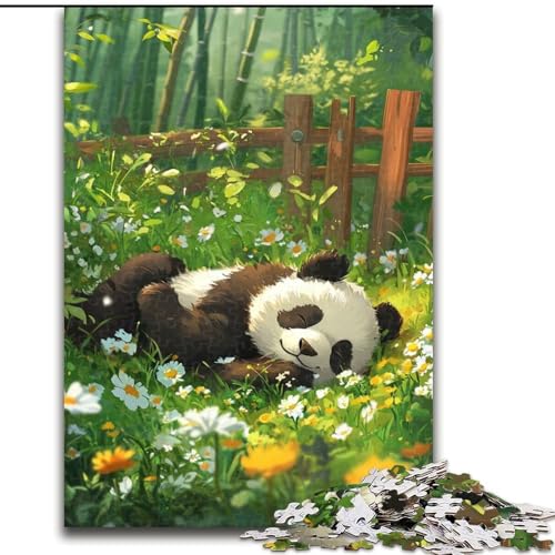 Puzzle mit 1000 Teilen, Panda im Gras, Puzzle mit 1000 Teilen, Spaß für die ganze Familie, Basteln, perfekt für Geburtstage, Feiertage (Größe 50x75cm) von WGLINGX
