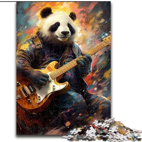 Puzzle mit 1000 Teilen, Panda spielt Gitarre, ideal für Familienspaß Feiertage, Geburtstage (Größe 26x38cm) von WGLINGX