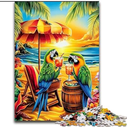 Puzzle mit 1000 Teilen, Papagei im Urlaub, Puzzle für 1000 Teile, perfekt für Familienspaß an Geburtstagen, Weihnachten (Größe 26x38cm) von WGLINGX