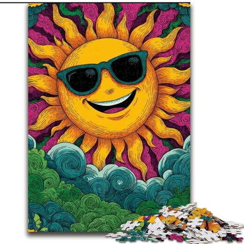 Puzzle mit 1000 Teilen, Sonne mit Sonnenbrille, Puzzle für Erwachsene, Familienaktivitätsspiel für Teenager, anspruchsvolles Denkspiel (Größe 26x38cm) von WGLINGX