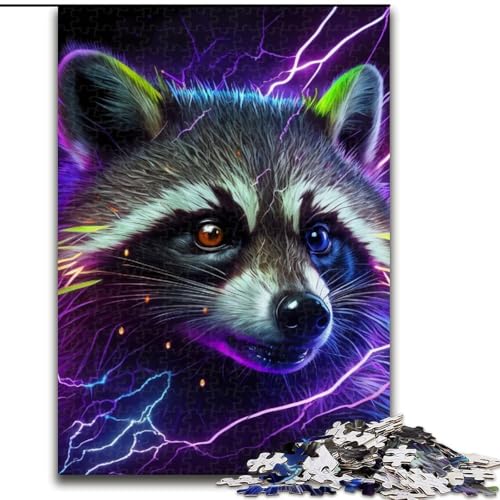 Puzzle mit 1000 Teilen, Waschbär-Puzzle aus Holz, perfekt als Dekoration für Zuhause und Büro, Partys, Geburtstage und Feiertagsgeschenke (Größe 50x75cm) von WGLINGX