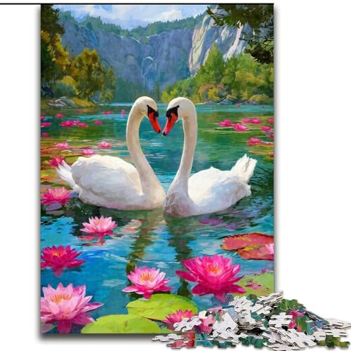 Puzzle mit 1000 Teilen, Weißer Schwan, Puzzle mit 1000 Teilen, Spaß für die ganze Familie, Basteln, perfekt für Geburtstage, Feiertage (Größe 26x38cm) von WGLINGX