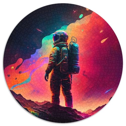 Puzzle mit 1000 Teilen, Weltraumastronaut, rund, geeignet für Geburtstage, Halloween, Thanksgiving, Ostern, 1000 Teile (67,5x67,5cm) von WGLINGX