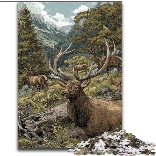 Puzzle mit 1000 Teilen, Wildhirsch-Puzzle für Erwachsene, Familienaktivitätsspiel für Teenager, anspruchsvolles Denkspiel (Größe 50x75cm) von WGLINGX