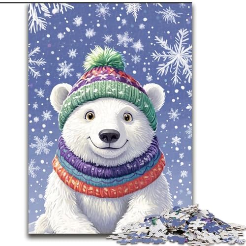 Puzzle mit 1000 Teilen, Winter-Eisbär-Puzzle, 1000 Teile, Spaß für die ganze Familie, Basteln, perfekt für Geburtstage, Feiertage (Größe 26x38cm) von WGLINGX