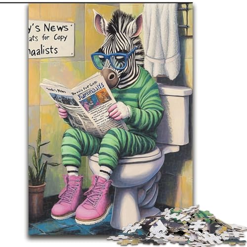 Puzzle mit 1000 Teilen, Zebra Go Toilet, Papppuzzle, perfekt als Dekoration für Zuhause und Büro, Partys, Geburtstage und Feiertagsgeschenke (Größe 26x38cm) von WGLINGX