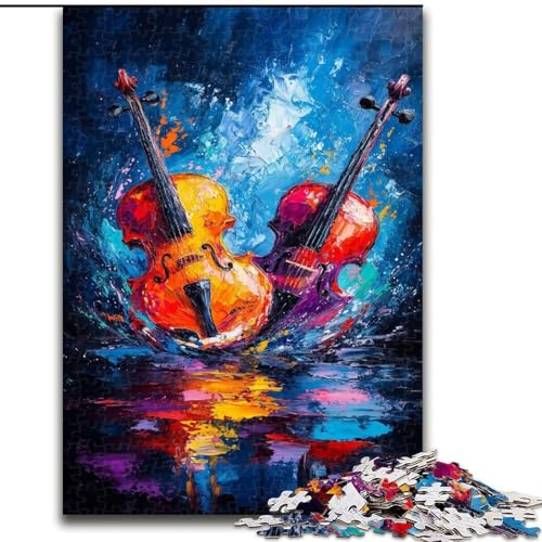 Puzzle mit 1000 Teilen, Zwei Violinen, Puzzle für Erwachsene, Familienaktivitätsspiel für Teenager, anspruchsvolles Denkspiel (Größe 50x75cm) von WGLINGX