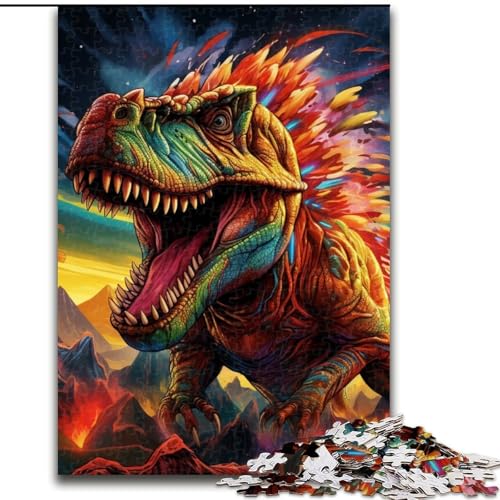 Puzzle mit 1000 Teilen, bunte Dinosaurier für Erwachsene, Heimdekoration, Familienspaß, ab 14 Jahren (Größe 50 x 75 cm). von WGLINGX