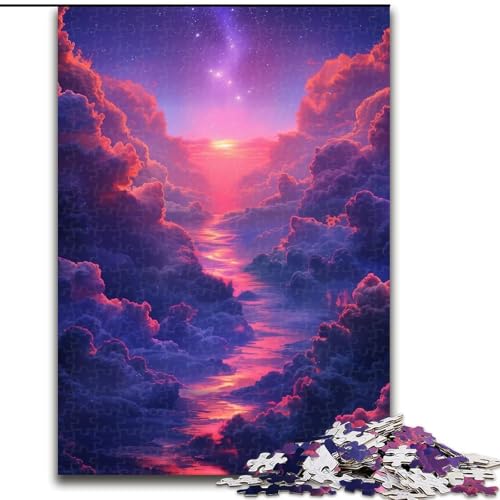 Puzzle mit 1000 Teilen, farbenfrohe Alien-Landschaft, Karton, Puzzle, Spielzeug, Geschenk, pädagogisches, intellektuelles, entspannendes Familienspiel (Größe 26x38cm) von WGLINGX