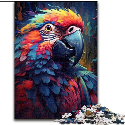 Puzzle mit 1000 Teilen, farbenfrohes Gemälde, Tierpapagei, Papppuzzle, Spielzeug, Geschenk, pädagogisches, intellektuelles, entspannendes Familienspiel (Größe 26x38cm) von WGLINGX