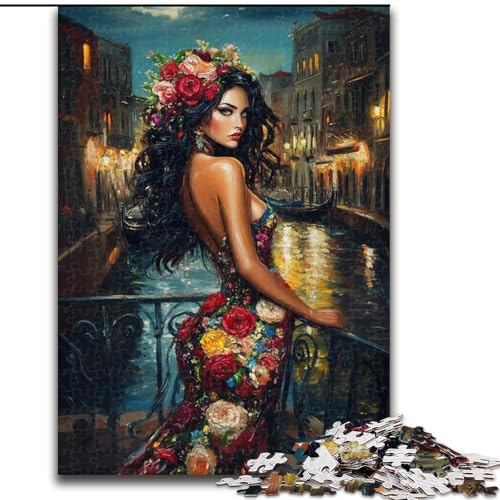 Puzzle mit 1000 Teilen, schönes Mädchen, Puzzle mit 1000 Teilen, Spaß für die ganze Familie, Basteln, perfekt für Geburtstage, Feiertage (Größe 50x75cm) von WGLINGX