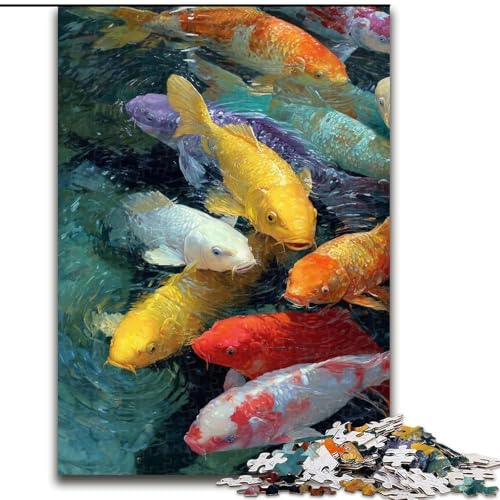 Puzzle mit 1000 Teilen, schwimmende Koi-Puzzles für Erwachsene, Familienaktivitätsspiel für Teenager, anspruchsvolles Denkspiel (Größe 26x38cm) von WGLINGX