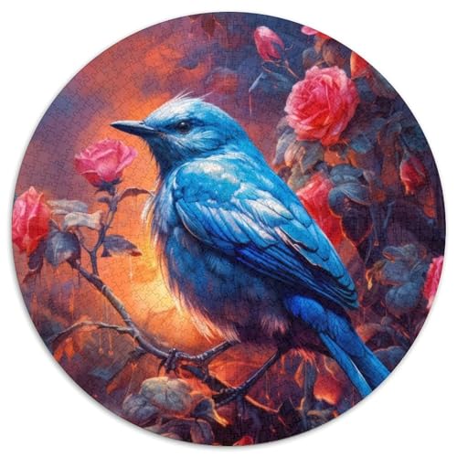 Puzzle mit 1000 Teilen, süßer Kleiner Blauer Vogel, runde 1000-Teile-Puzzles für Erwachsene, ideal für Familienspaß, Entspannung, 1000 Teile (67,5x67,5cm) von WGLINGX