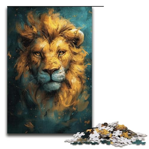 Puzzle mit 1000 Teilen, süßer Kleiner gelber Löwe, Papierpuzzle für Erwachsene, für Familienspaß und Spieleabende (Größe 38 x 26 cm) von WGLINGX