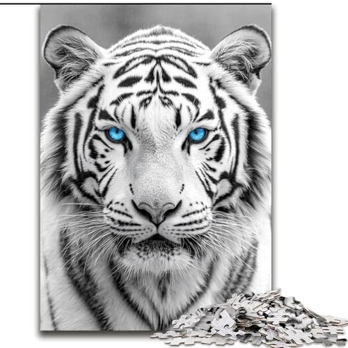 Puzzle mit 1000 Teilen, weißer Tiger, Puzzle mit 1000 Teilen, Spaß für die ganze Familie, Basteln, perfekt für Geburtstage, Feiertage (Größe 26x38cm) von WGLINGX
