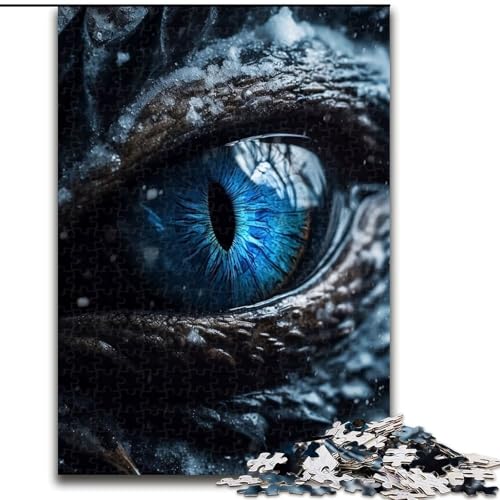 Puzzle mit 1000 Teilen „Eisdrachen, Saphirauge“ für Erwachsene, 1000 Teile, Heimdekoration, Familienspaß, ab 14 Jahren (Größe 26x38cm) von WGLINGX