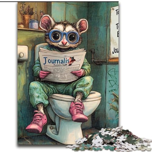 Puzzle mit 1000 Teilen für Erwachsene, „Lemur Go Toilet“, Puzzle für Erwachsene, Schwierigkeitsgrad 1000, Anfänger, ideal als Geburtstags (Größe 26x38cm) von WGLINGX
