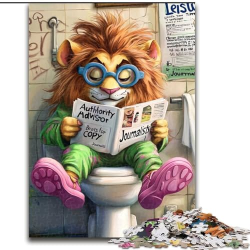 Puzzle mit 1000 Teilen für Erwachsene, „Lion Go Toilet“, Puzzle für Erwachsene, Schwierigkeitsgrad 1000, Anfänger, ideal als Geburtstags (Größe 50x75cm) von WGLINGX