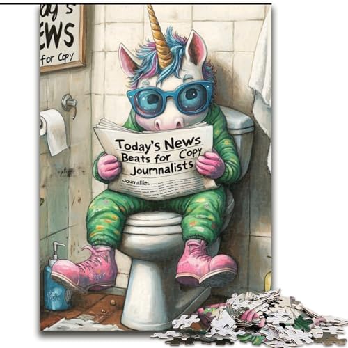 Puzzle mit 1000 Teilen für Erwachsene, „Unicorn Go Toilet“, Holzpuzzle für Erwachsene, EIN tolles Geschenk für Familienspaß (Größe 50x75cm) von WGLINGX