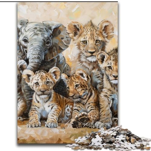 Puzzle mit 1000 Teilen für Erwachsene, Afrikanische Tiere, 1000-teiliges Puzzle, Familieninteraktion und lustiges Geschenk, lebendiges abstraktes Design (Größe 50x75cm) von WGLINGX