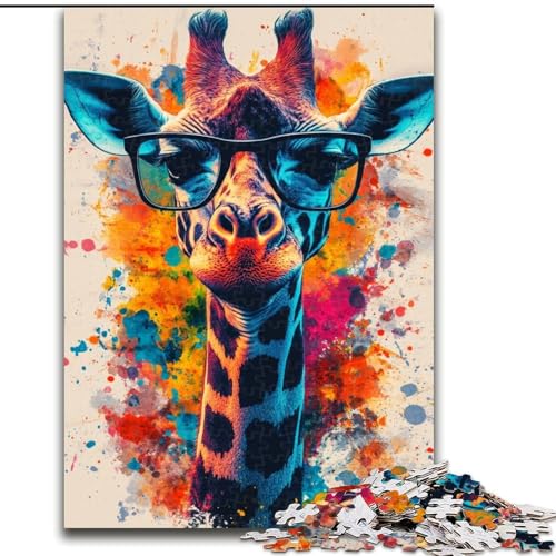 Puzzle mit 1000 Teilen für Erwachsene, Aquarell-Giraffe, Puzzles 1000 Teile für Erwachsene, Weihnachten, Halloween, Muttertag, Neujahr, Ostergeschenk (Größe 50x75cm) von WGLINGX