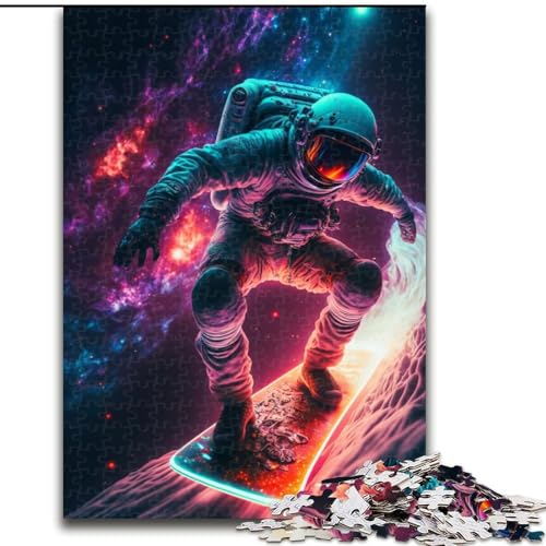 Puzzle mit 1000 Teilen für Erwachsene, Astronaut auf einem Skateboard, Puzzle für Erwachsene, Geschenkidee für die Feiertage, humorvolles Kunstwerk, detailliertes Kunstwerk (Größe 50x75cm) von WGLINGX