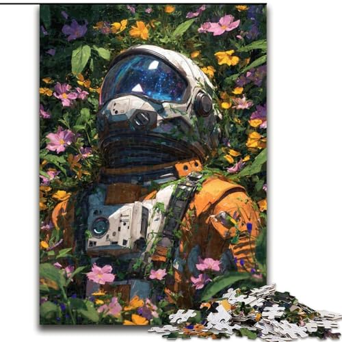Puzzle mit 1000 Teilen für Erwachsene, Astronaut in den Blumen, 1000-teiliges Puzzle, Lernspielzeug (Größe 26x38cm) von WGLINGX