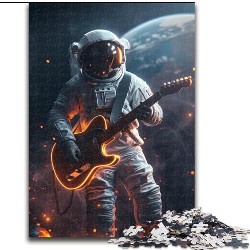 Puzzle mit 1000 Teilen für Erwachsene, Astronaut spielt Gitarre, geeignet für Geburtstage, Halloween, Thanksgiving, Ostern (Größe 26x38cm) von WGLINGX