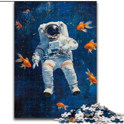 Puzzle mit 1000 Teilen für Erwachsene, Astronauten-Goldfisch-Puzzle, 1000 Teile für Jugendliche ab 14 Jahren, Heimdekoration (Größe 26x38cm) von WGLINGX