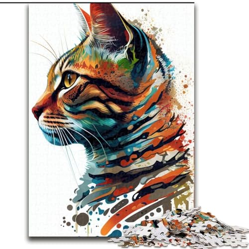 Puzzle mit 1000 Teilen für Erwachsene, Bengalkatze, Pop-Art-Tier-Puzzle für Erwachsene, 1000 Teile, anspruchsvolles Denkspiel für Teenager, perfekt als Heimdekoration oder Geschenk, Größe 26x38cm Puzzle mit 1000 Teilen für Erwachsene, Bengalkatze, Pop-Art-Tier-Puzzle für Erwachsene, 1000 Teile, anspruchsvolles Denkspiel für Teenager, perfekt als Heimdekoration oder Geschenk, Größe 26x38cm von WGLINGX