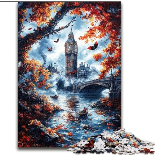 Puzzle mit 1000 Teilen für Erwachsene, Big Ben, London, geeignet für Geburtstage, Halloween, Thanksgiving, Ostern (Größe 26x38cm) von WGLINGX