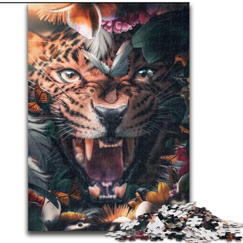 Puzzle mit 1000 Teilen für Erwachsene, Blumen-Leoparden-Puzzle für Erwachsene, 1000 Teile, anspruchsvolles Denkspiel für Teenager, perfekt als Heimdekoration oder Geschenk, Größe 26x38cm von WGLINGX