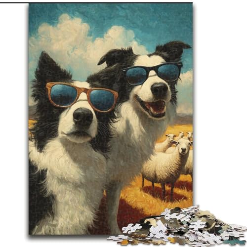 Puzzle mit 1000 Teilen für Erwachsene, Border-Collie-Selfie-Puzzle, geeignet für Geburtstage, Halloween, Thanksgiving, Ostern (Größe 26x38cm) von WGLINGX