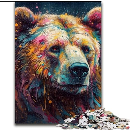Puzzle mit 1000 Teilen für Erwachsene, Braunbär, 1000-teiliges Puzzle, Heimdekoration, Familienspaß, ab 14 Jahren (Größe 50x75cm) von WGLINGX