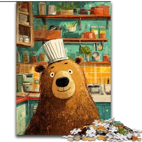 Puzzle mit 1000 Teilen für Erwachsene, Braunbär spielt mit Toilettenpapier, 1000-teiliges Puzzle, Lernspielzeug (Größe 50x75cm) von WGLINGX