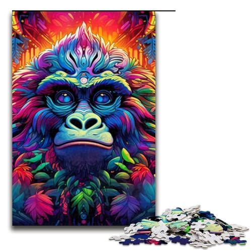 Puzzle mit 1000 Teilen für Erwachsene, Bunte Gorillas, Lernspiele, Staycation, Zeitvertreib für Teenager ab 14 Jahren, 50 x 75 cm von WGLINGX